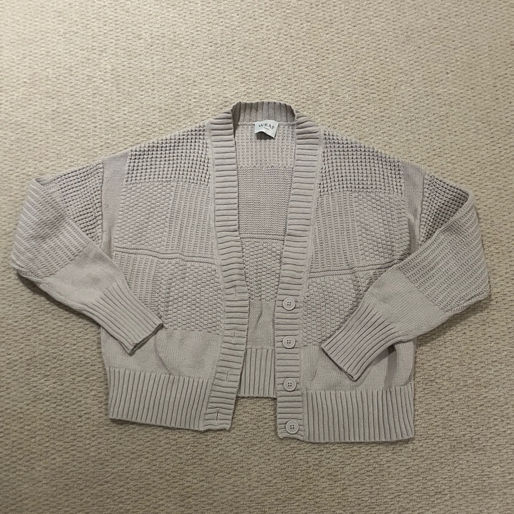 Wrap London Beige Knit Cardigan Sweater